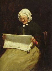 Vecchia donna che legge un giornale, 1895